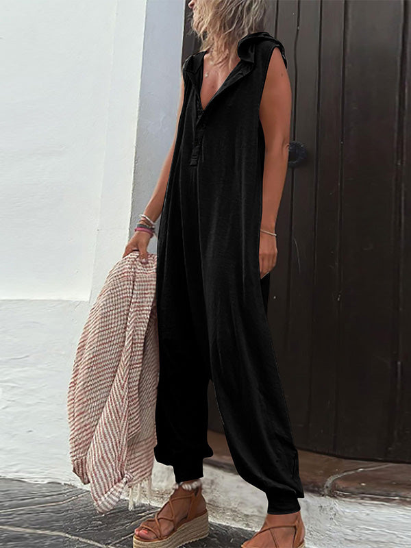 Dames Jumpsuit Katoen Met Capuchon En Zijzakken 8