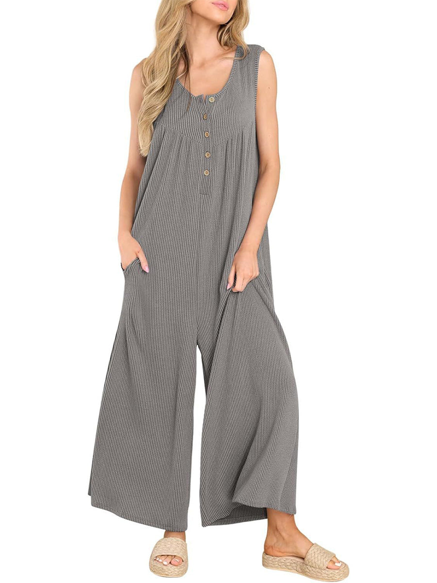 Dames Jumpsuit Katoen Mouwloos Gestreept 0