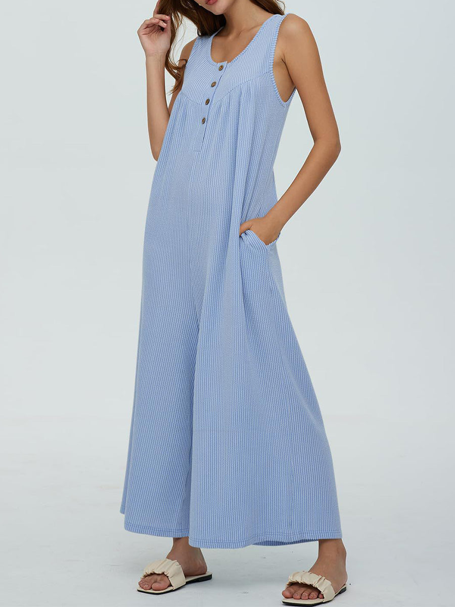 Dames Jumpsuit Katoen Mouwloos Gestreept 3