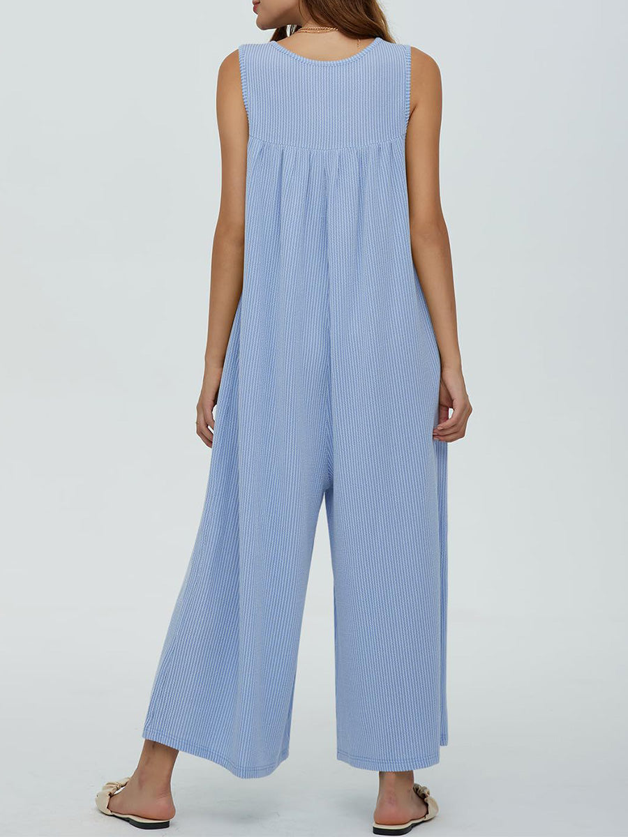 Dames Jumpsuit Katoen Mouwloos Gestreept 4