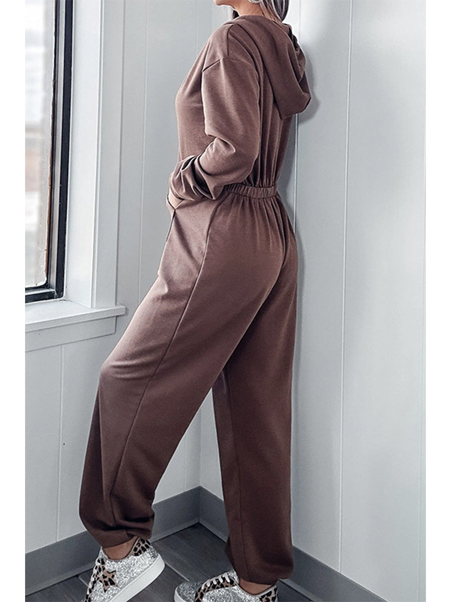 Dames Jumpsuit Katoen met Lange Mouwen en Kap 1