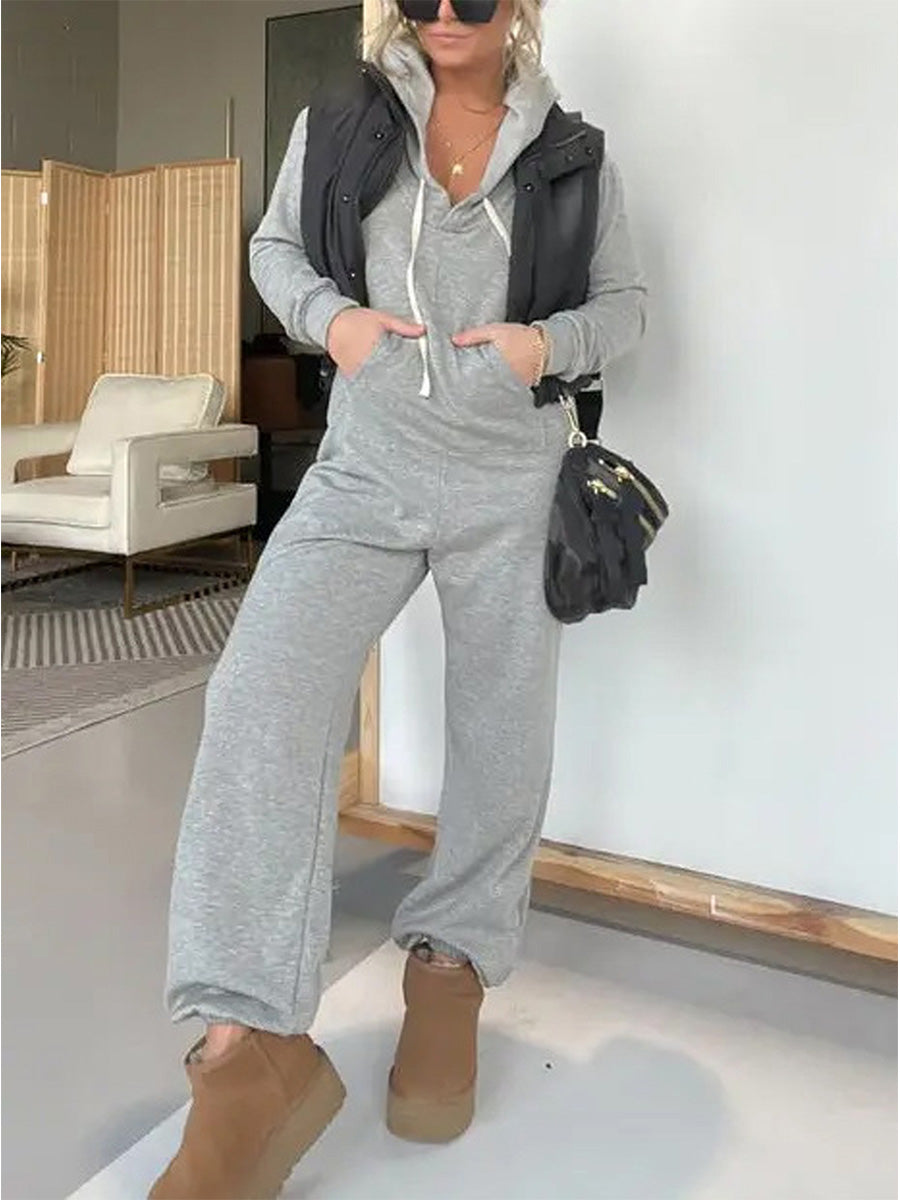 Dames Jumpsuit Katoen met Lange Mouwen en Kap 2