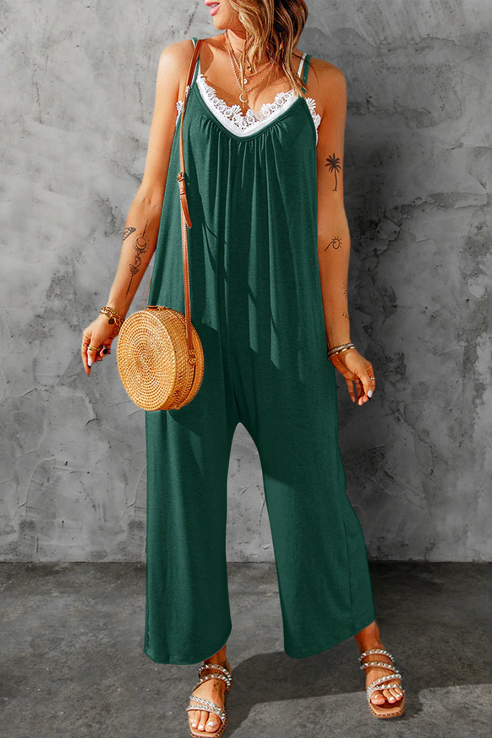 Dames Jumpsuit Spaghetti Bandjes Polyester met Wijde Pijpen 10