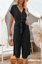 Dames Jumpsuit V-hals Losse Pasvorm met Tailleband 2
