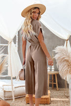 Dames Jumpsuit V-hals Losse Pasvorm met Tailleband 8