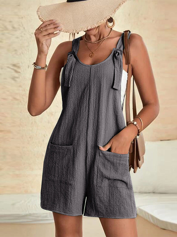 Dames Jumpsuit Zomer Polyester Losse Fit Met Knotted Bandjes 1
