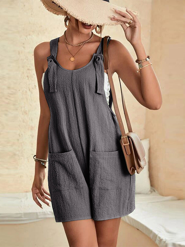 Dames Jumpsuit Zomer Polyester Losse Fit Met Knotted Bandjes 2