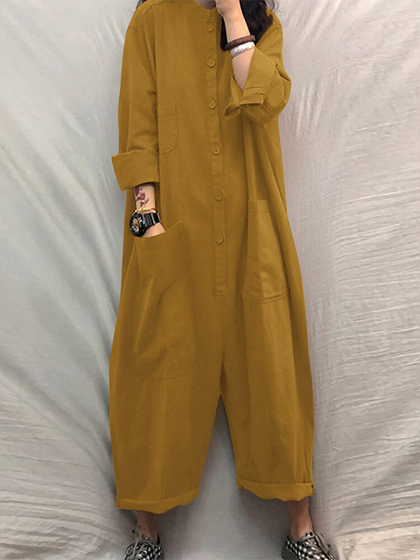 Dames Jumpsuit Zwart Katoen Met Meerdere Zakjes 0
