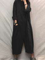 Dames Jumpsuit Zwart Katoen Met Meerdere Zakjes 4