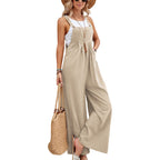 Dames Jumpsuit Zwart Katoen Polyester Met Brede Pijpen 6