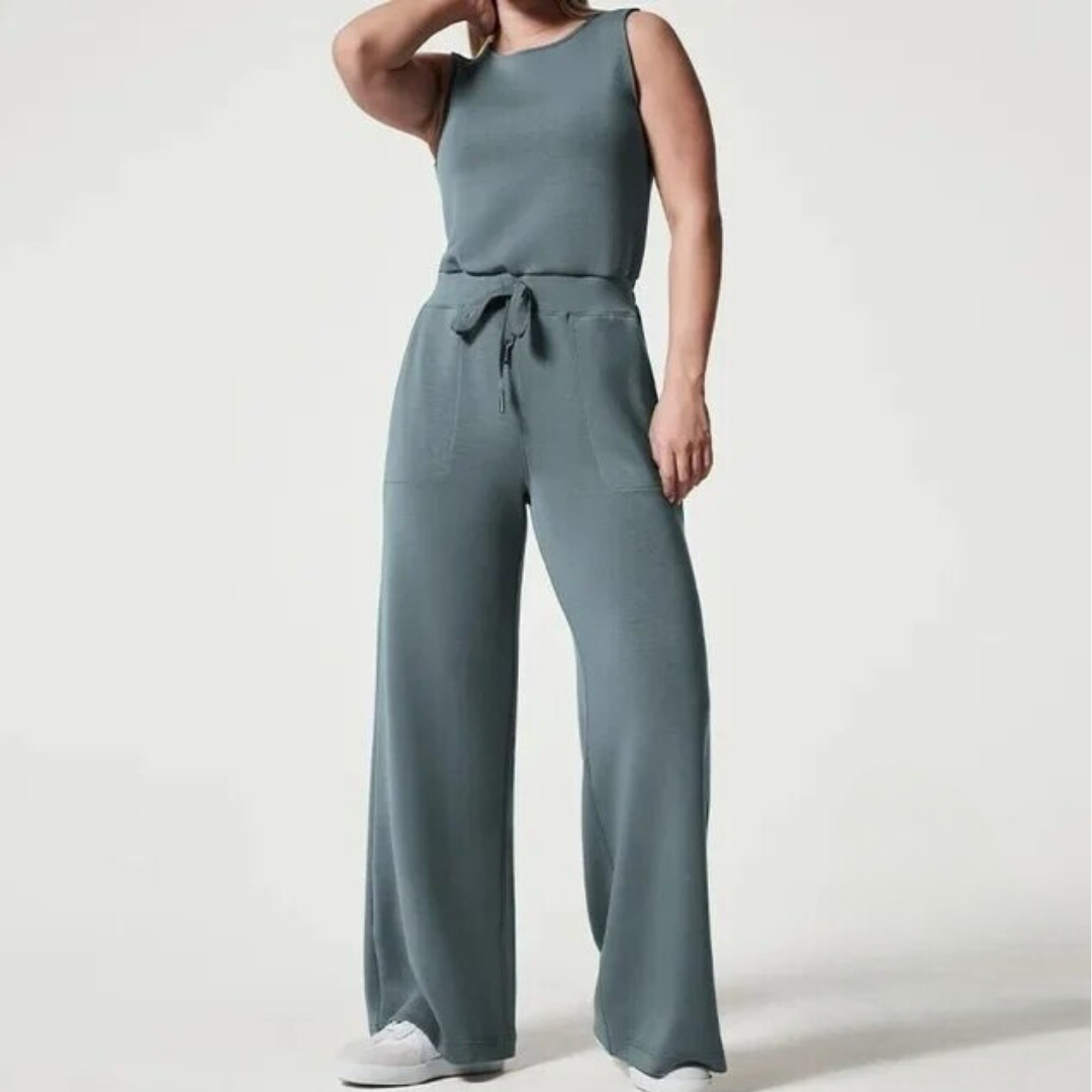 Dames Jumpsuit Zwart Katoenmix met Wijde Pijpen 1