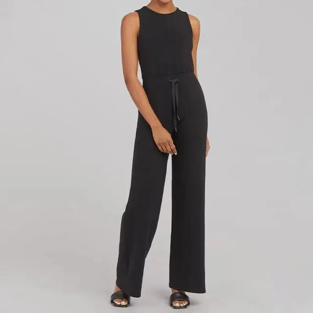 Dames Jumpsuit Zwart Katoenmix met Wijde Pijpen 2