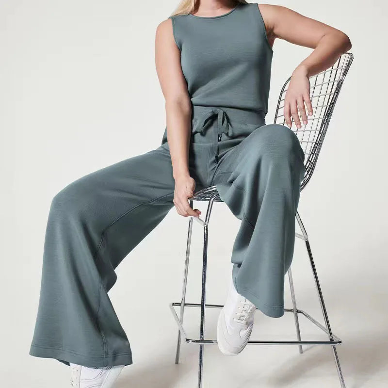 Dames Jumpsuit Zwart Katoenmix met Wijde Pijpen 5