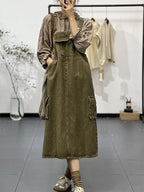 Dames Jurk Katoen Cargo Overall Met Vintage Inspiratie 0