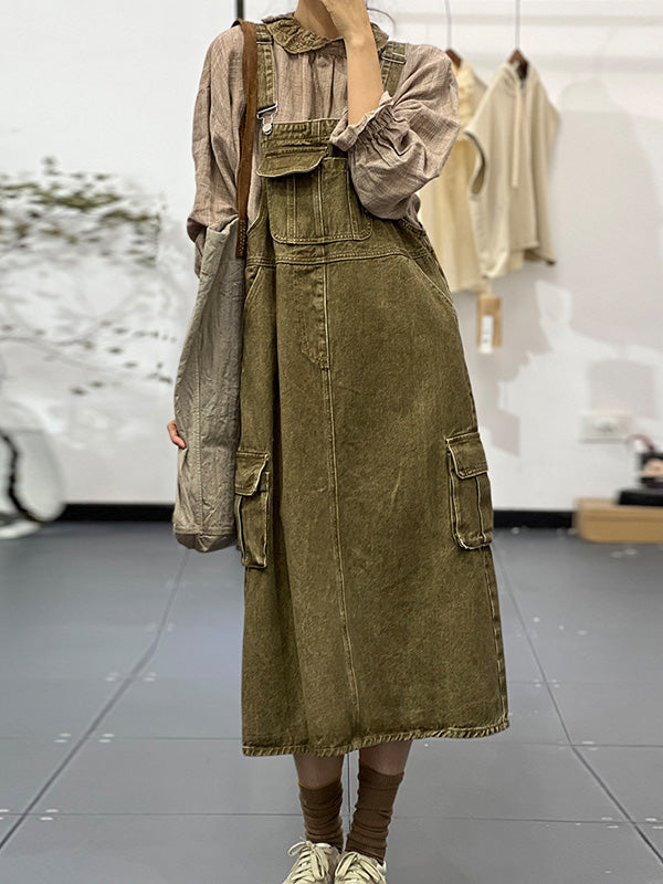 Dames Jurk Katoen Cargo Overall Met Vintage Inspiratie 1