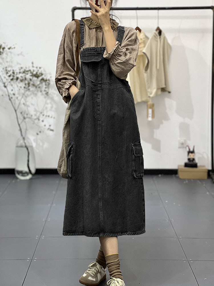 Dames Jurk Katoen Cargo Overall Met Vintage Inspiratie 10