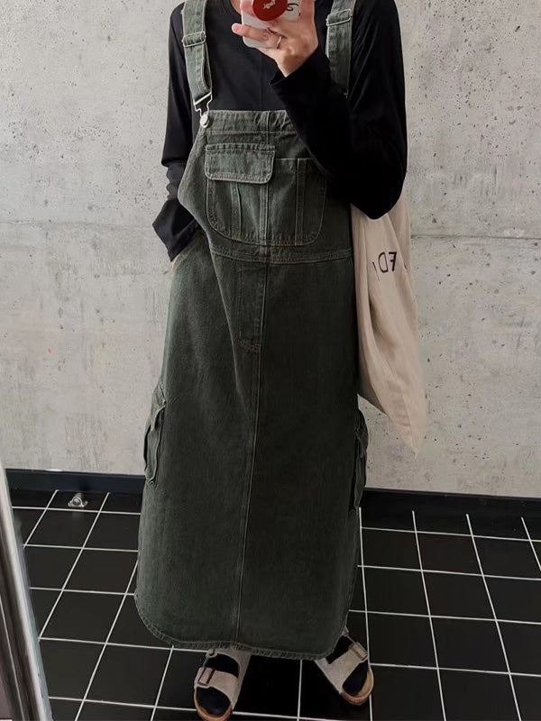 Dames Jurk Katoen Cargo Overall Met Vintage Inspiratie 11