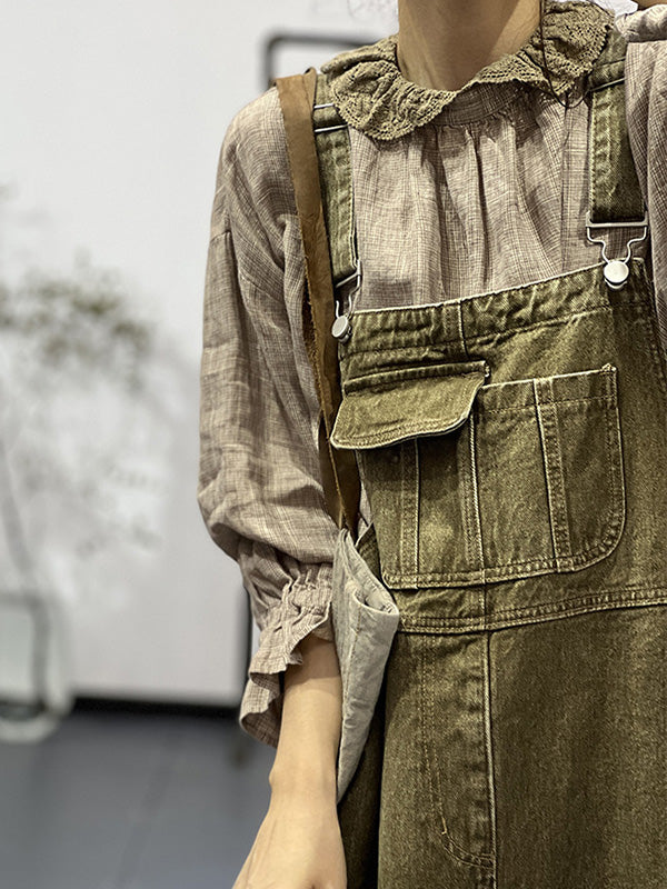 Dames Jurk Katoen Cargo Overall Met Vintage Inspiratie 3