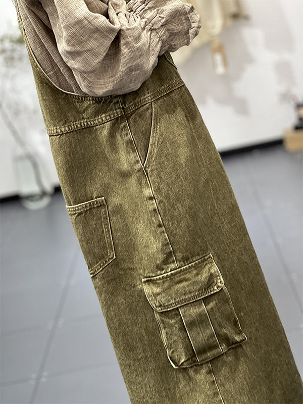 Dames Jurk Katoen Cargo Overall Met Vintage Inspiratie 4