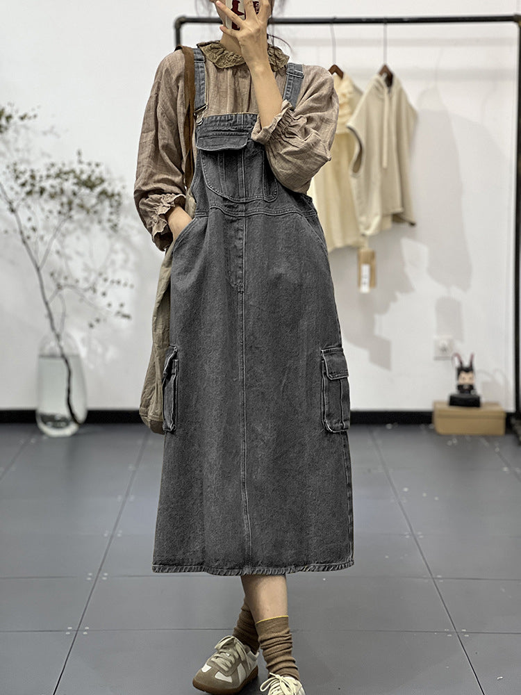 Dames Jurk Katoen Cargo Overall Met Vintage Inspiratie 9