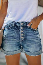Dames Korte Broek Denim Katoen Mid-Rise 0
