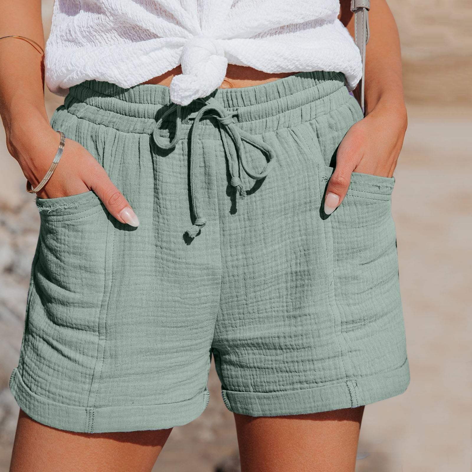 Dames Korte Broek Lichtgewicht Katoen Met Verstelbare Taille 0