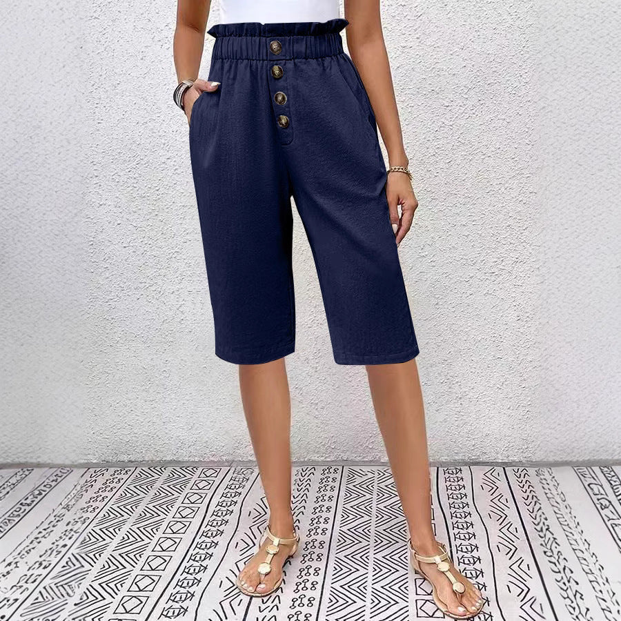Dames Korte Broek Linnen Hoog Taille Paperbag 1