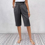 Dames Korte Broek Linnen Hoog Taille Paperbag 2
