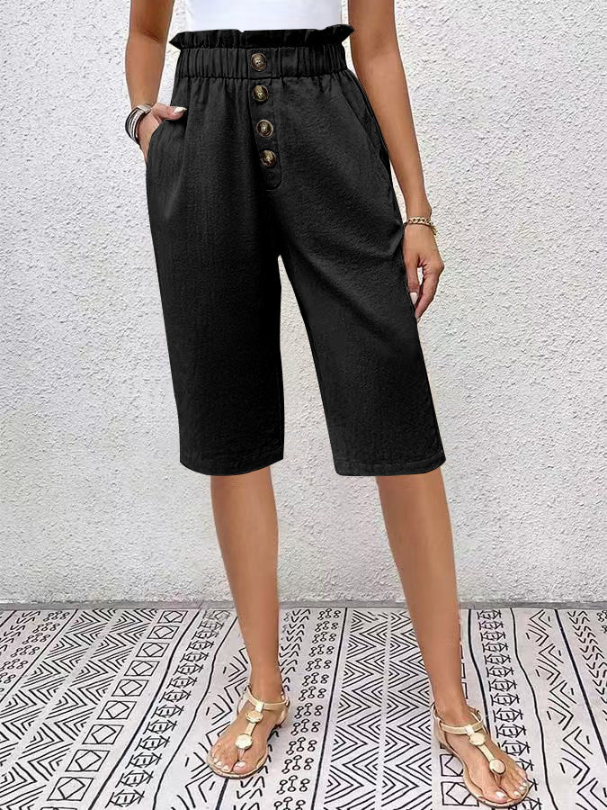 Dames Korte Broek Linnen Hoog Taille Paperbag 4
