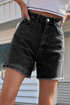 Dames Korte Spijkerbroek Denim met Raw Hem 0