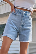 Dames Korte Spijkerbroek Denim met Raw Hem 1
