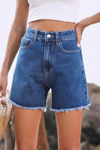 Dames Korte Spijkerbroek Denim met Raw Hem 2