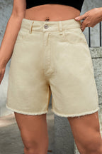 Dames Korte Spijkerbroek Denim met Raw Hem 4