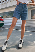 Dames Korte Spijkerbroek Denim met Raw Hem 6