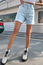 Dames Korte Spijkerbroek Denim met Raw Hem 9