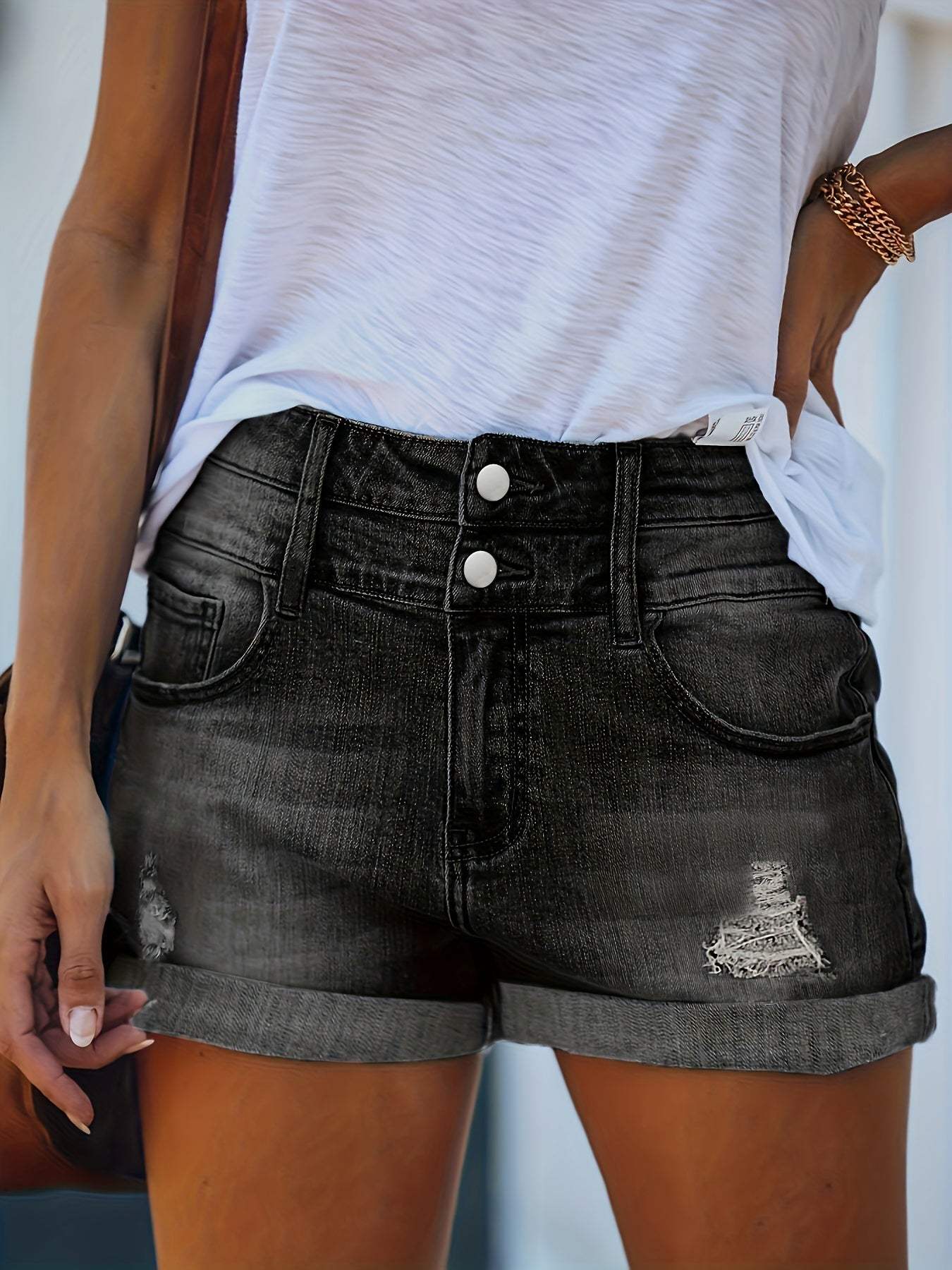 Dames Korte Spijkerbroek Hoge Taille Denim Shorts 2
