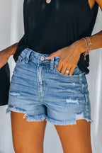 Dames Korte Spijkerbroek Ripped Denim 0