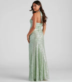Dames Lange Avondjurk Sequin Halter Nek met Hoge Split 5