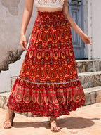 Dames Lange Rok Katoen Bohemian Print A-lijn 8