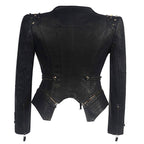 Dames Leren Motorjack Zwart met Ritsdetails 2