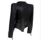 Dames Leren Motorjack Zwart met Ritsdetails 3