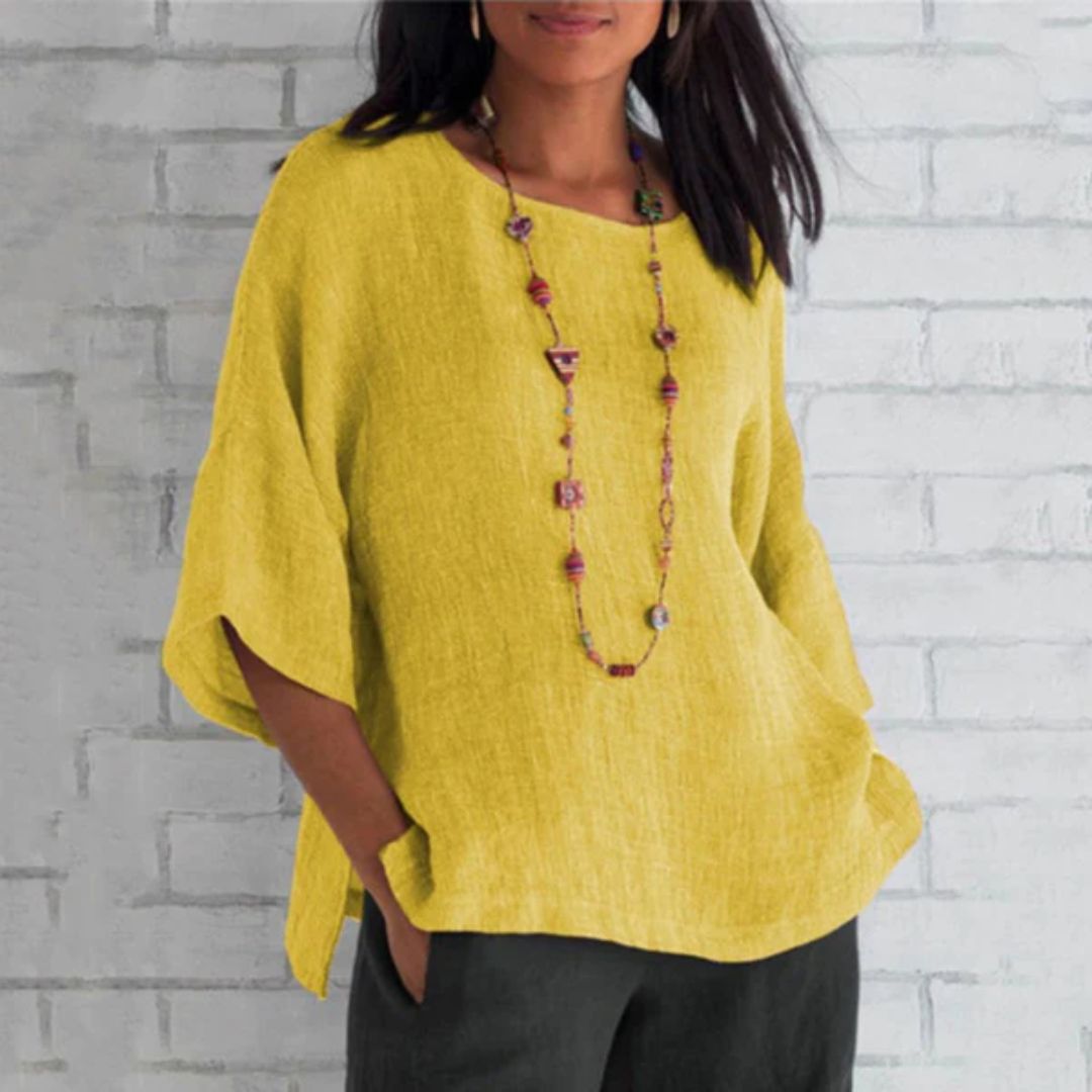 Dames Linnen Top Lichtgewicht Ademend Casual Blouse 1