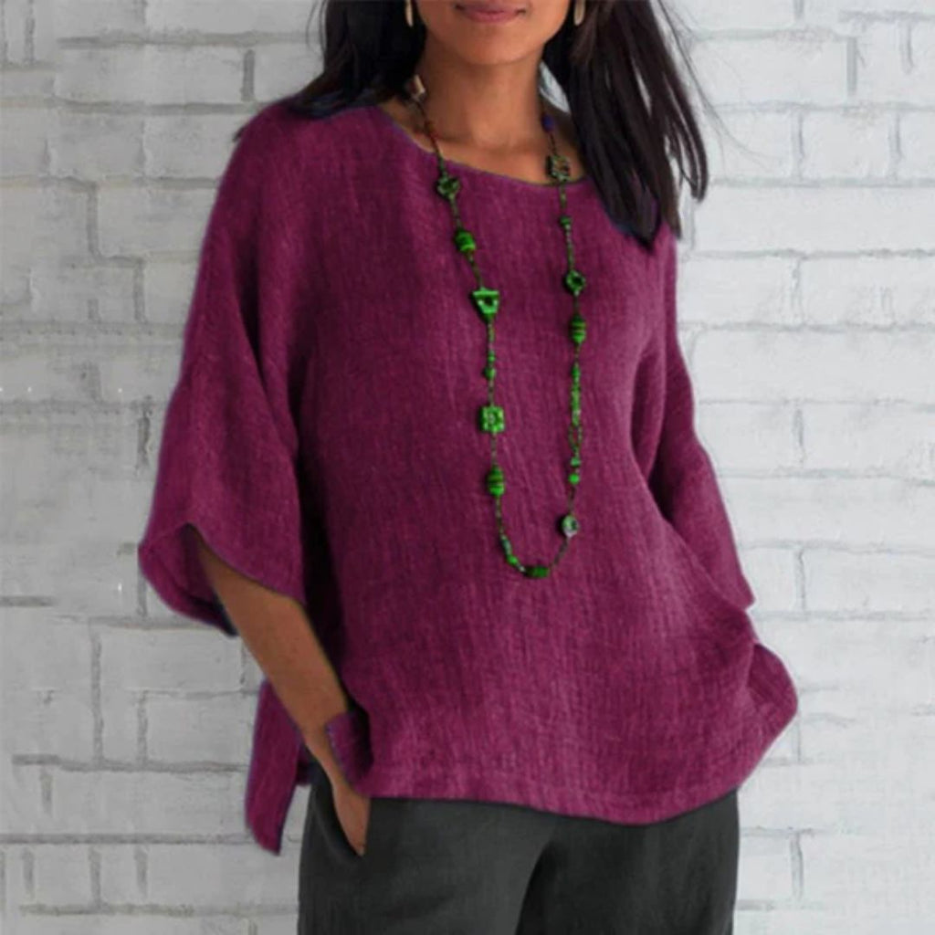 Dames Linnen Top Lichtgewicht Ademend Casual Blouse 3