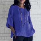 Dames Linnen Top Lichtgewicht Ademend Casual Blouse 4