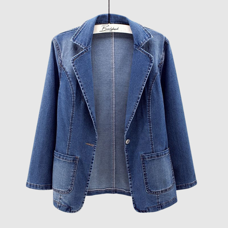 Dames Losse Denim Jacket Katoen 0