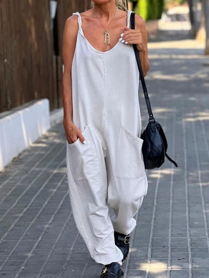 Dames Losse Overalls Katoen Polyester met Grote Zak 0