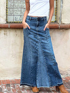 Dames Maxi Rok A-Lijn Stretch Denim 0