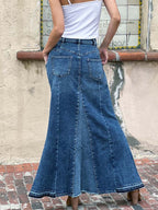 Dames Maxi Rok A-Lijn Stretch Denim 1