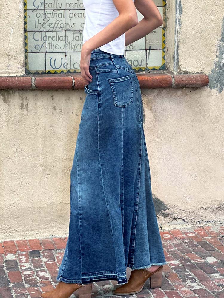 Dames Maxi Rok A-Lijn Stretch Denim 2