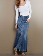 Dames Maxi Rok A-Lijn Stretch Denim 3